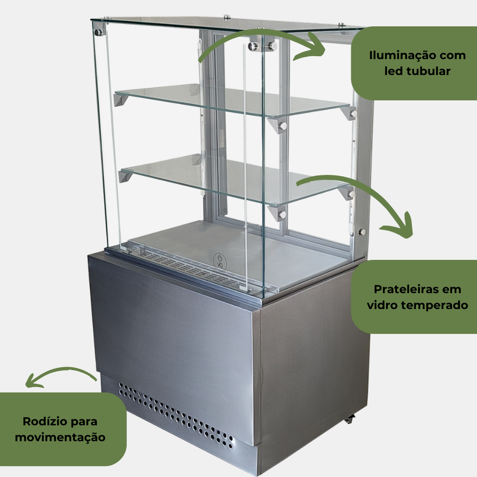 Informações da vitrine refrigerada Linha Glass 0,70m