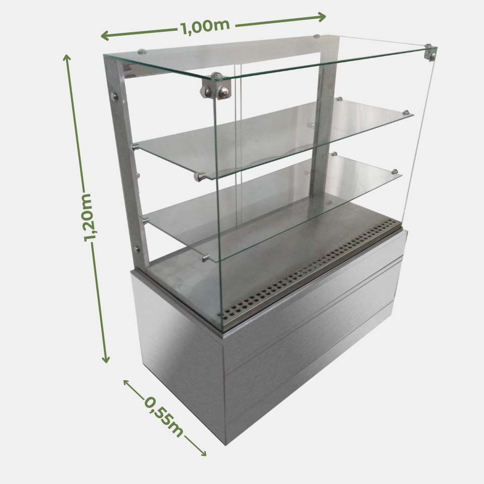 Medidas da vitrine refrigerada Linha Glass 1,00m