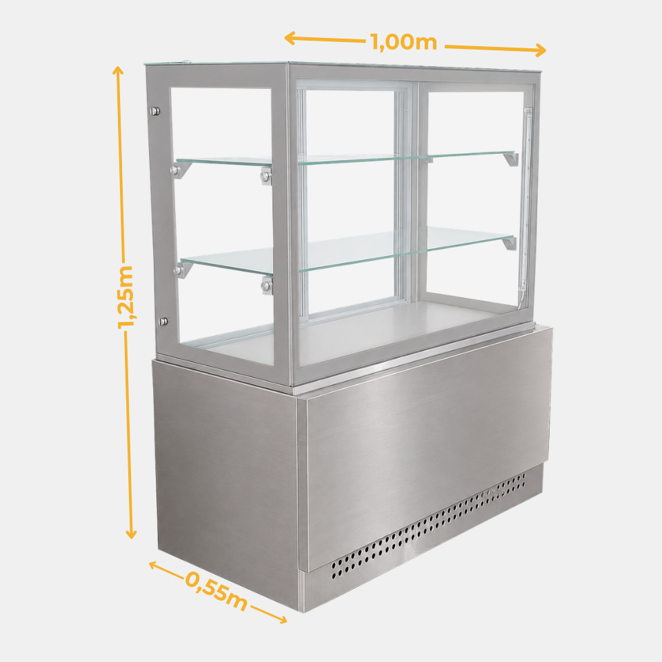 Medidas da vitrine refrigerada Linha Prime 1,00m
