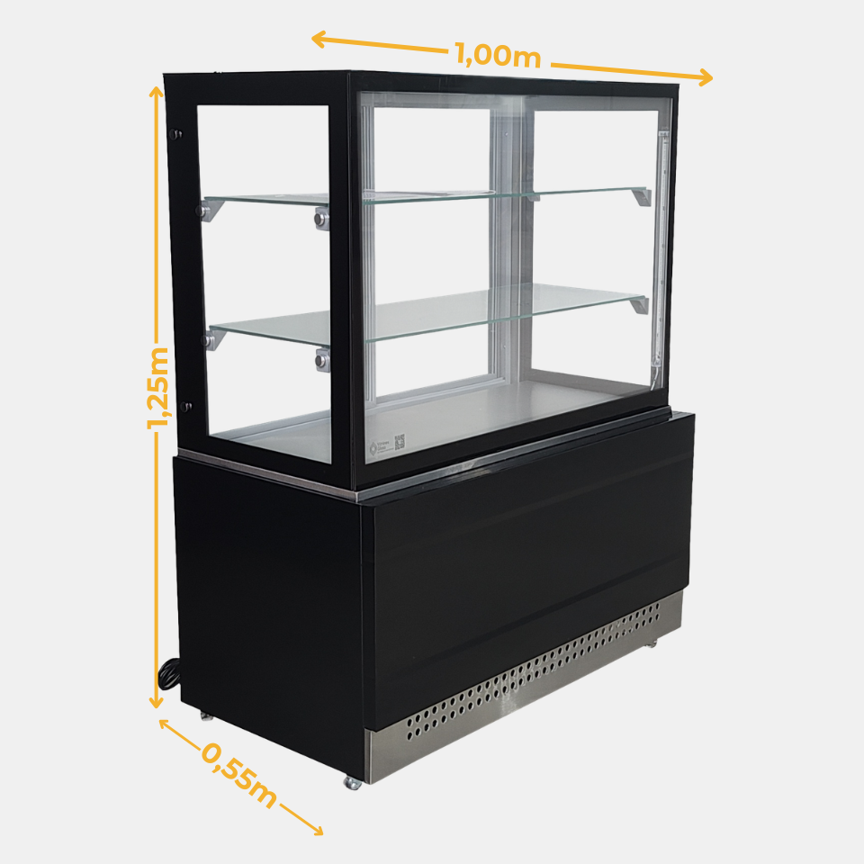 Medidas da vitrine refrigerada Linha Prime 1,00m