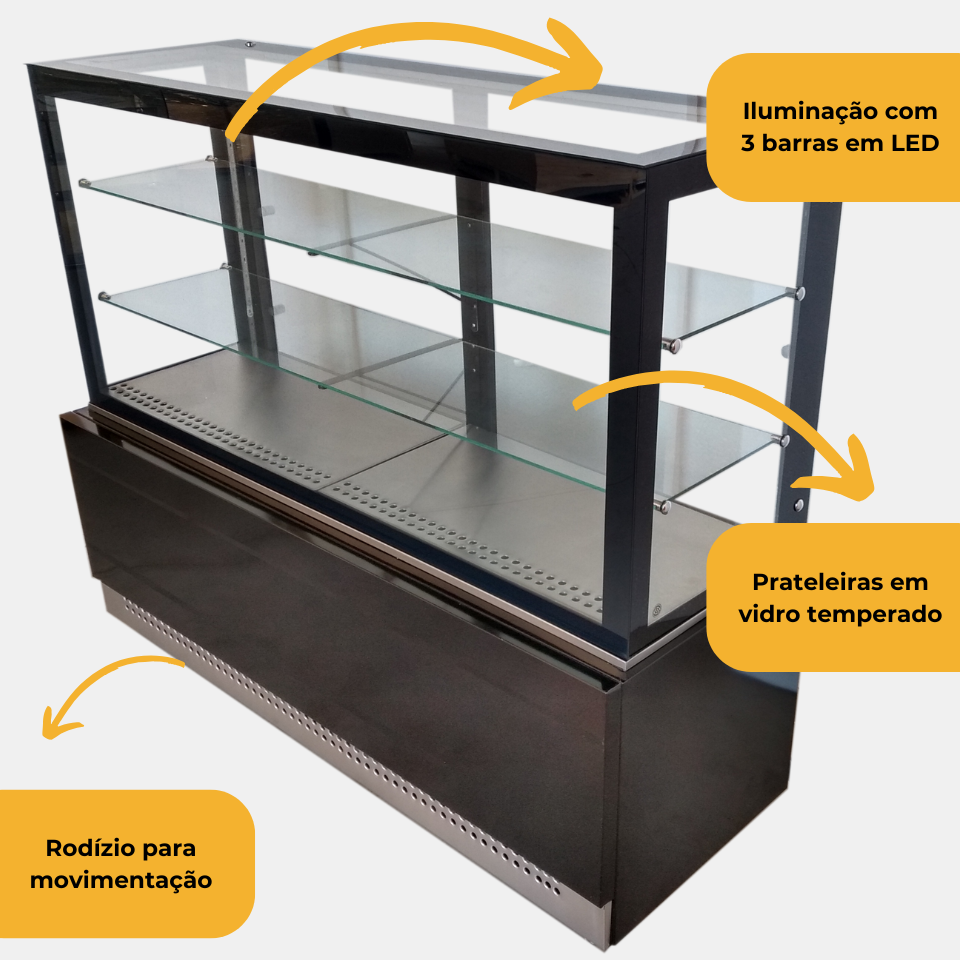Informações da vitrine refrigerada Linha Prime 1,50m