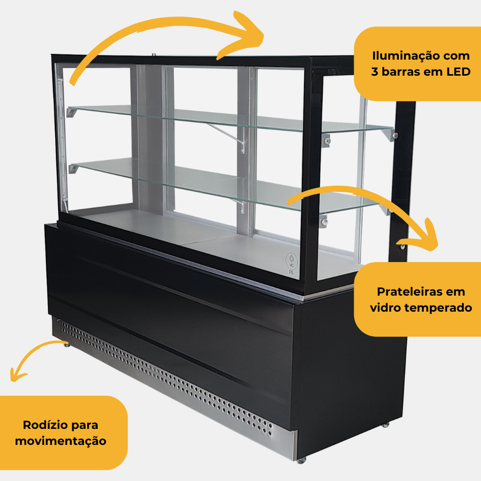 Informações da vitrine refrigerada Linha Prime 1,50m