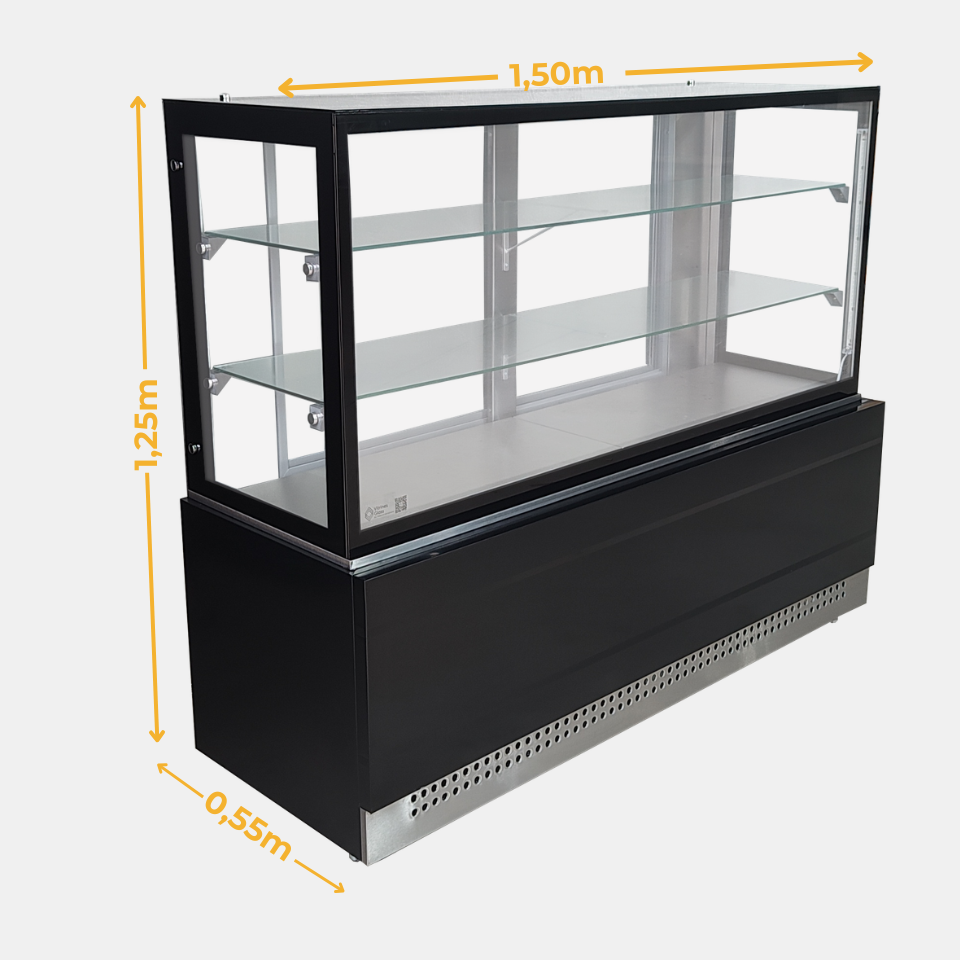 Medidas da vitrine refrigerada Linha Prime 1,50m