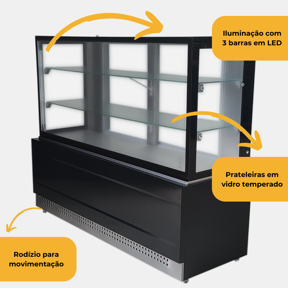 Informações da vitrine refrigerada Linha Prime 1,50m