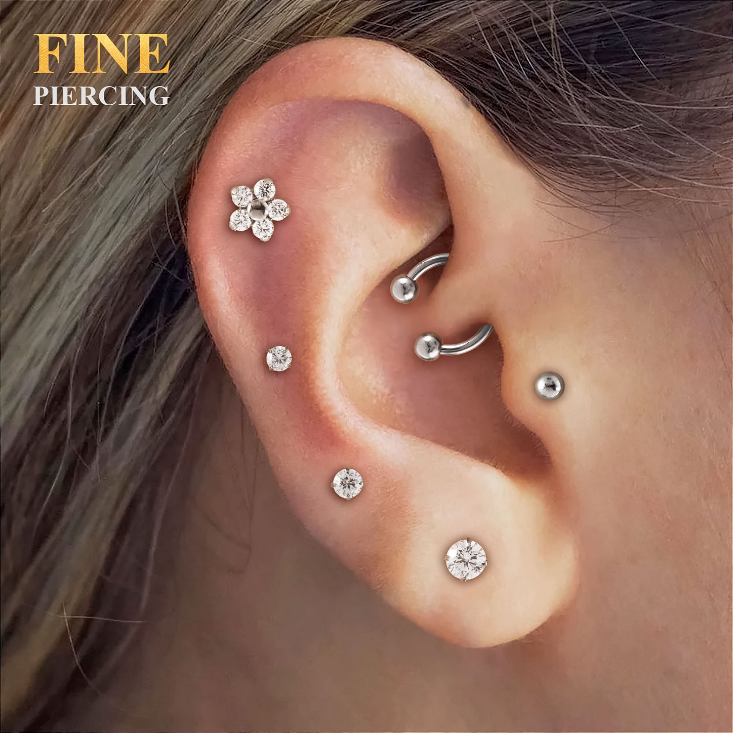 Piercing Tragus Flor Cravejado