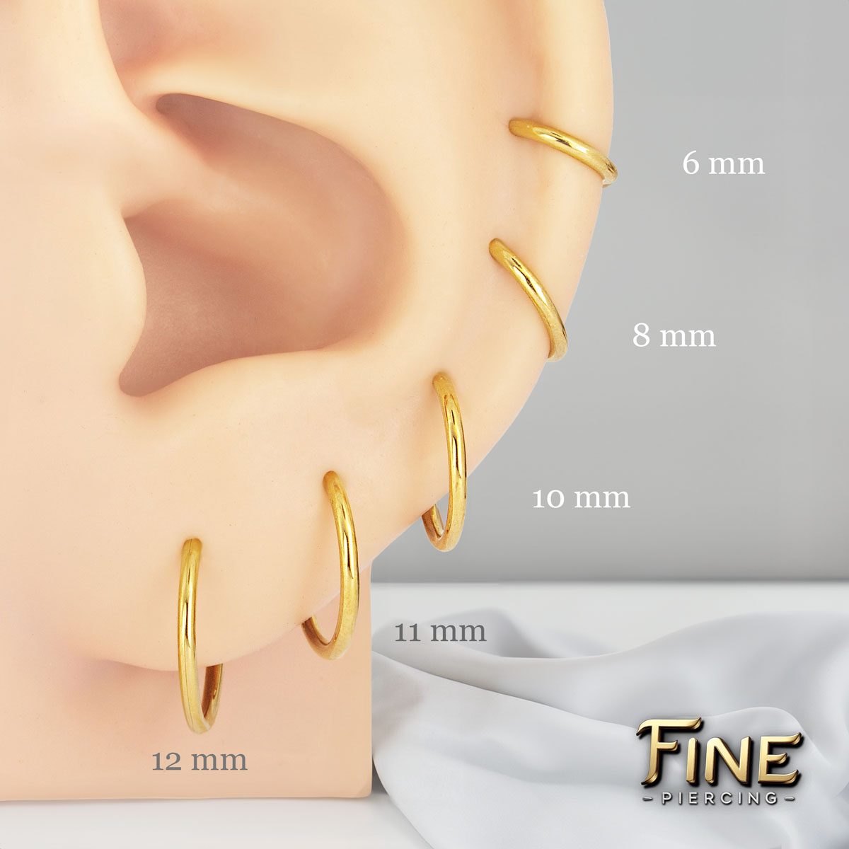 Piercing Argola Dourada de Titânio para Orelha, Lábio, Septo - Fine ...