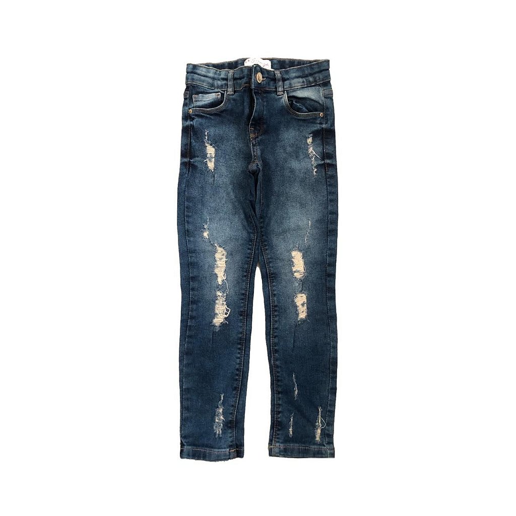 calça jeans infantil rasgada