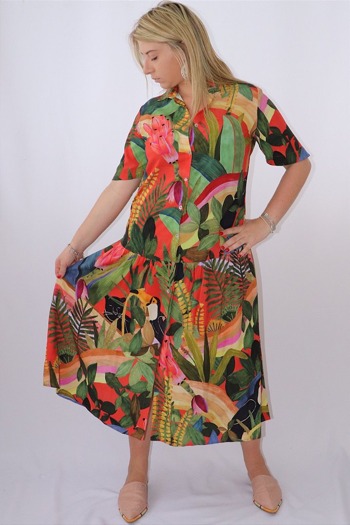 vestido camisa nó farm