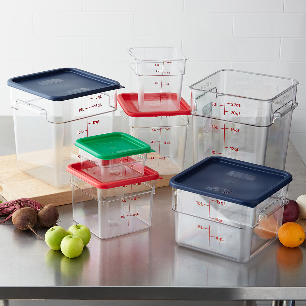 Potes e caixas Cambro para armazenamento de alimentos em cozinhas profissionais