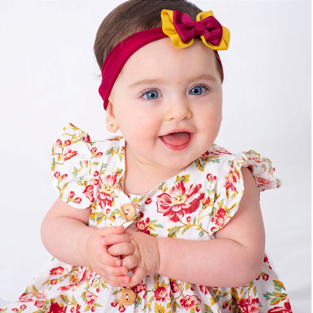 Vestido de Bebê Florido com Tiara 100% Algodão - Mariah - Mundo Nina Kids -  A Sua Loja de Roupa de Bebê e Kids feminino