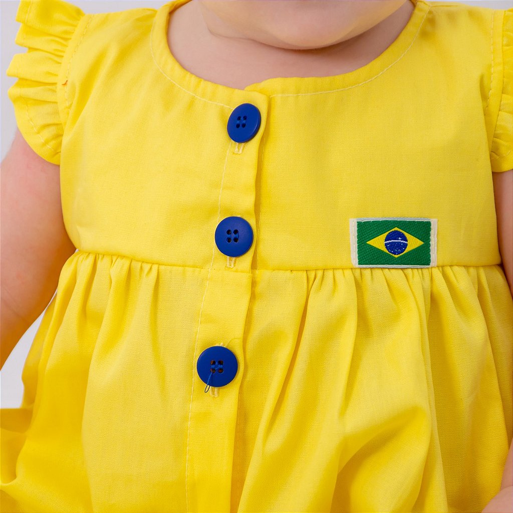 Roupa Copa Brasil Bebê Menina com Tiara - SACOLA DO BEBÊ