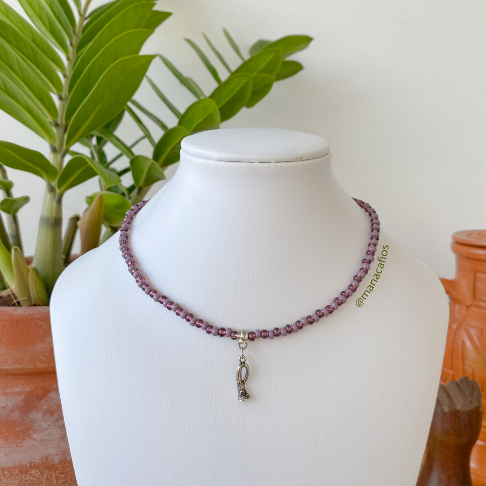 Choker de Nanã em Miçangas Jablonex Lilás Ajustável - Manacá Fios