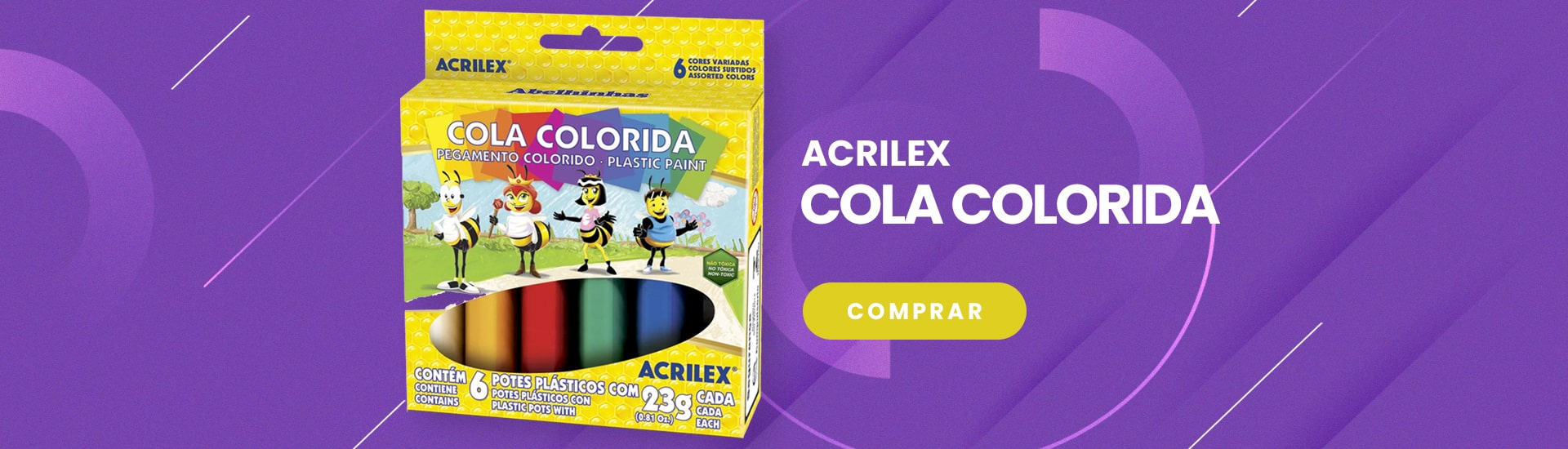 Cola Colorida com 6 cores Acrilex