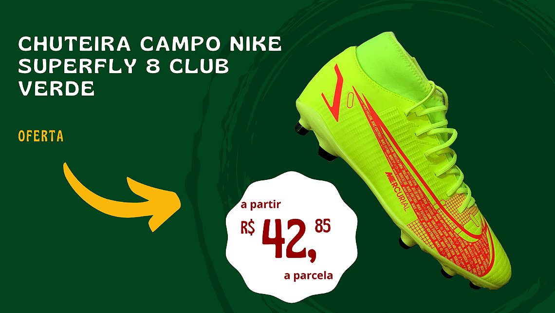 Chuteira Campo Nike Superfly 8 Club Verde