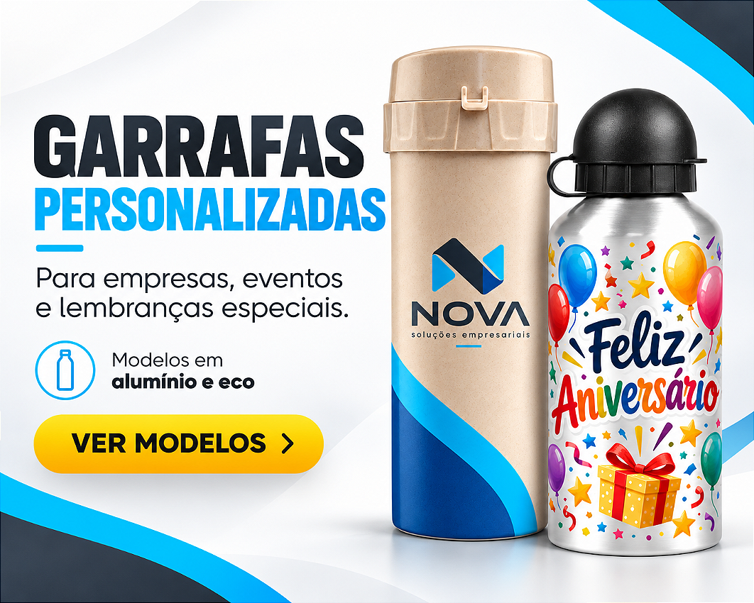 mini banners garrafas e squeezes personalizadas vitrine-mini