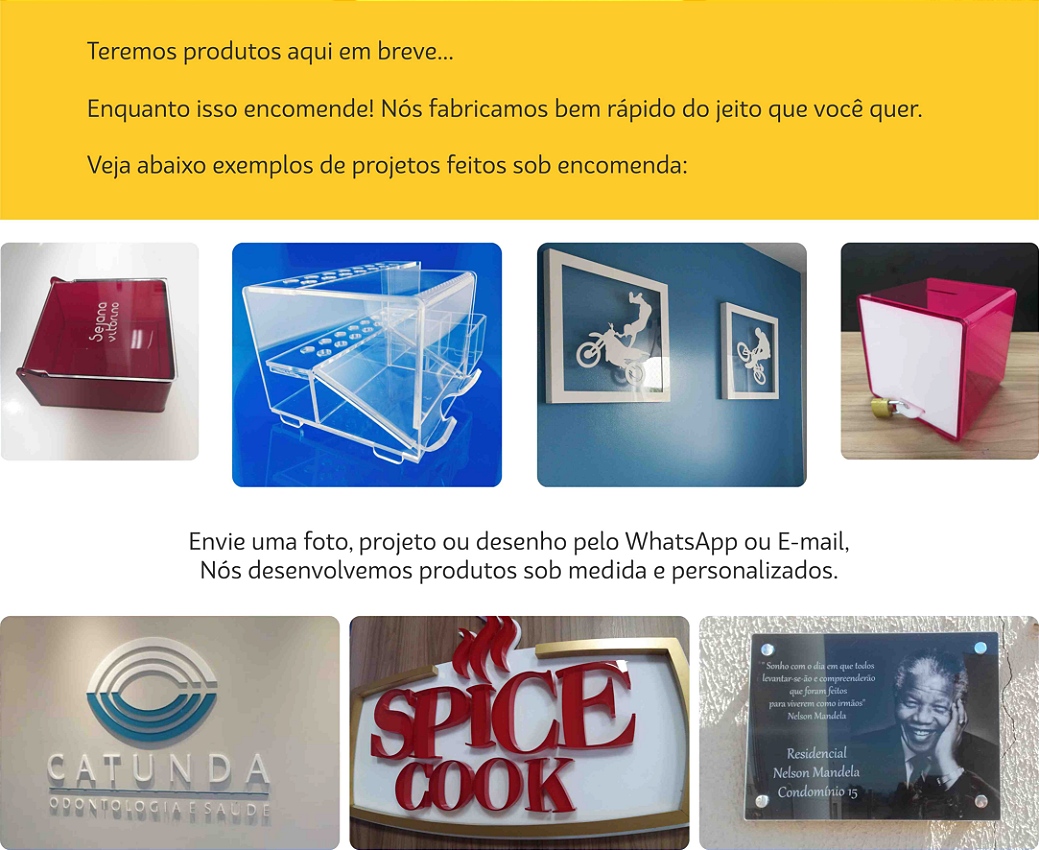Produtos em acrílico
