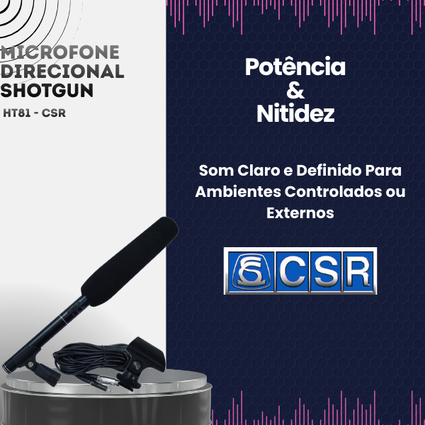 Microfone Direcional Shotgun HT81 - CSR