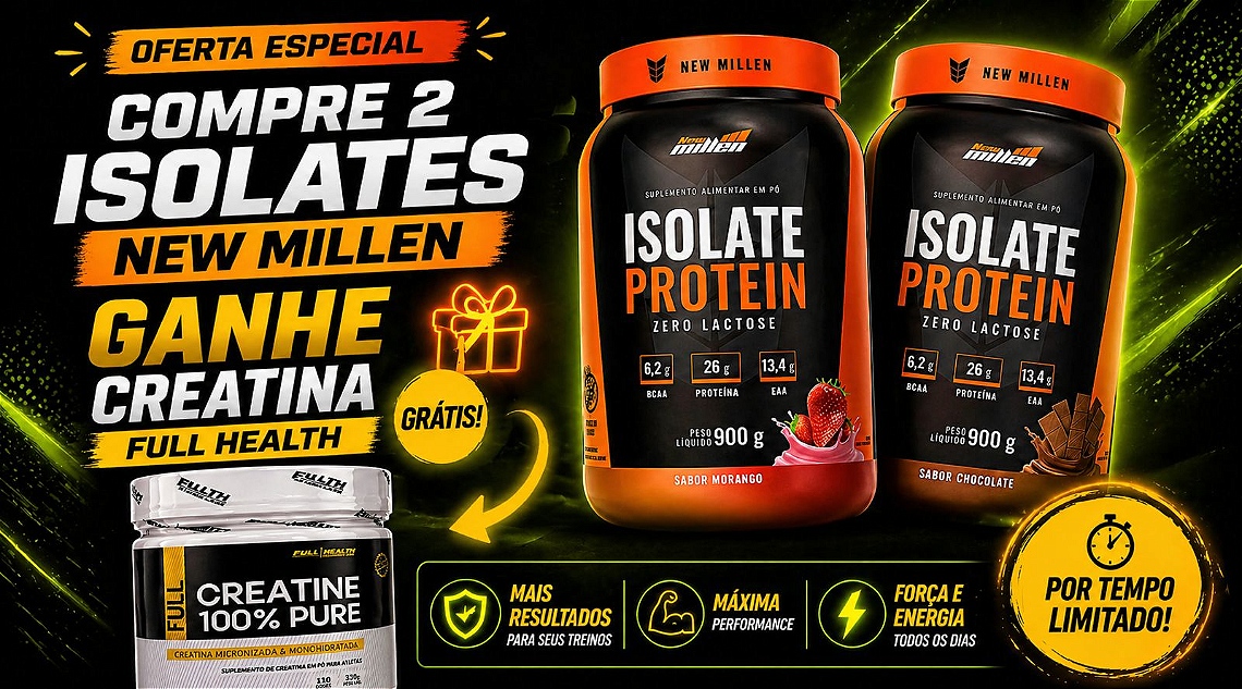 Compre 2 Isolate new millen e ganhe 1 creatina FULL HEALTH Mini 2 vitrine-mini
