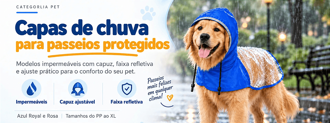 Capa de chuva para cachorro