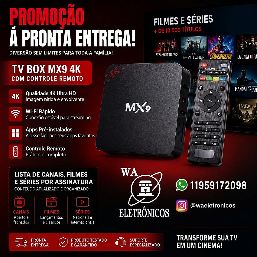 TV BOX + Lista de Canais Filmes e Séries