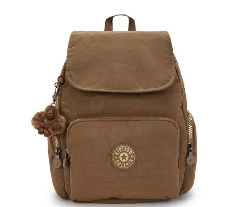 MOCHILA KIPLING CITY ZIP S GLORIOUS KHAKI MARROM - Atrevida Shoes