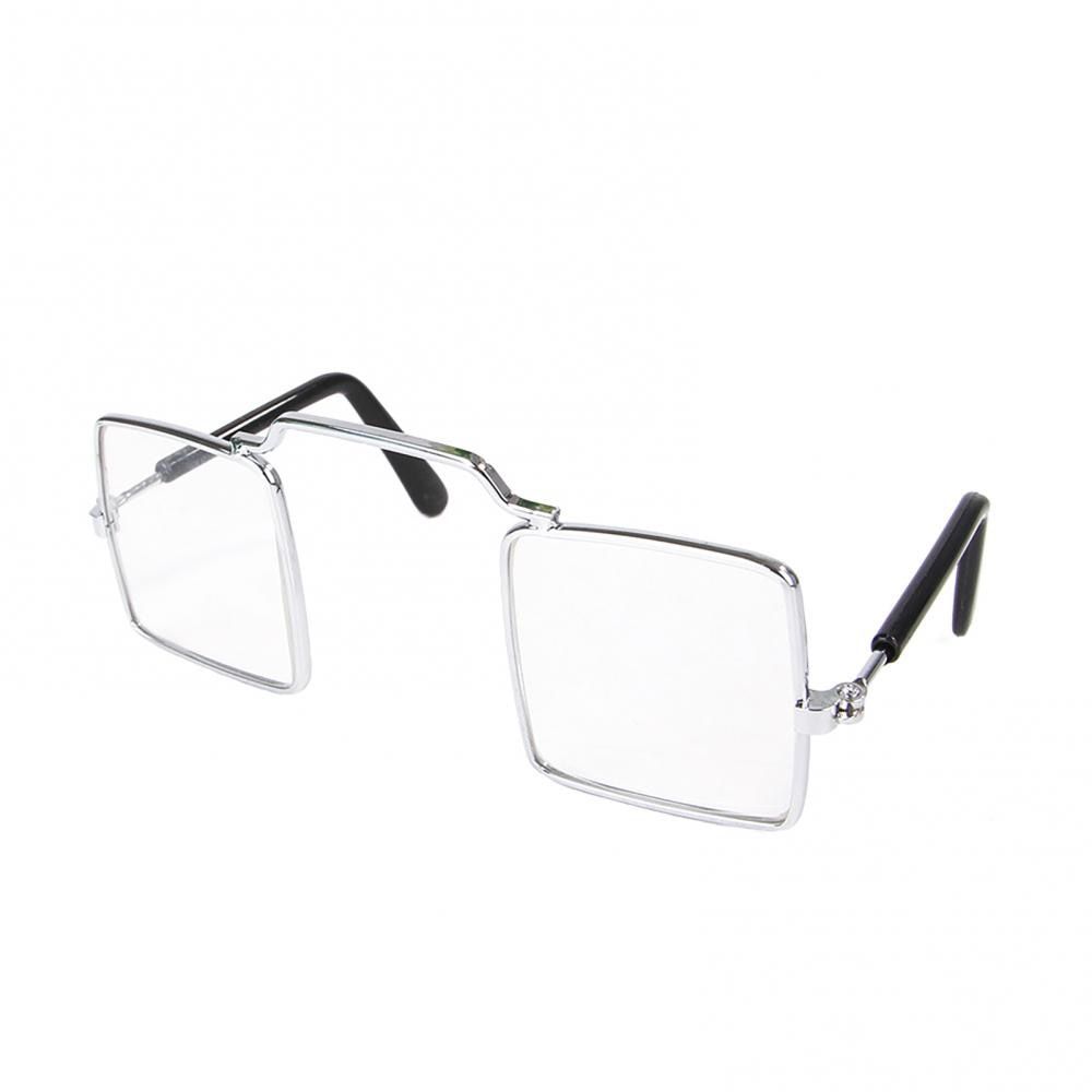 Óculos pet quadrado- Armação metal (cor níquel) e lente acrílica - 8cm -  Leilarte Aviamentos