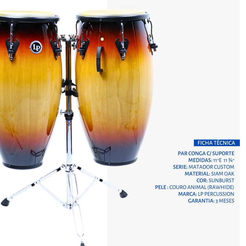 Conga Par LP Matador Custom Vintage Sunburst M846S - Clube da