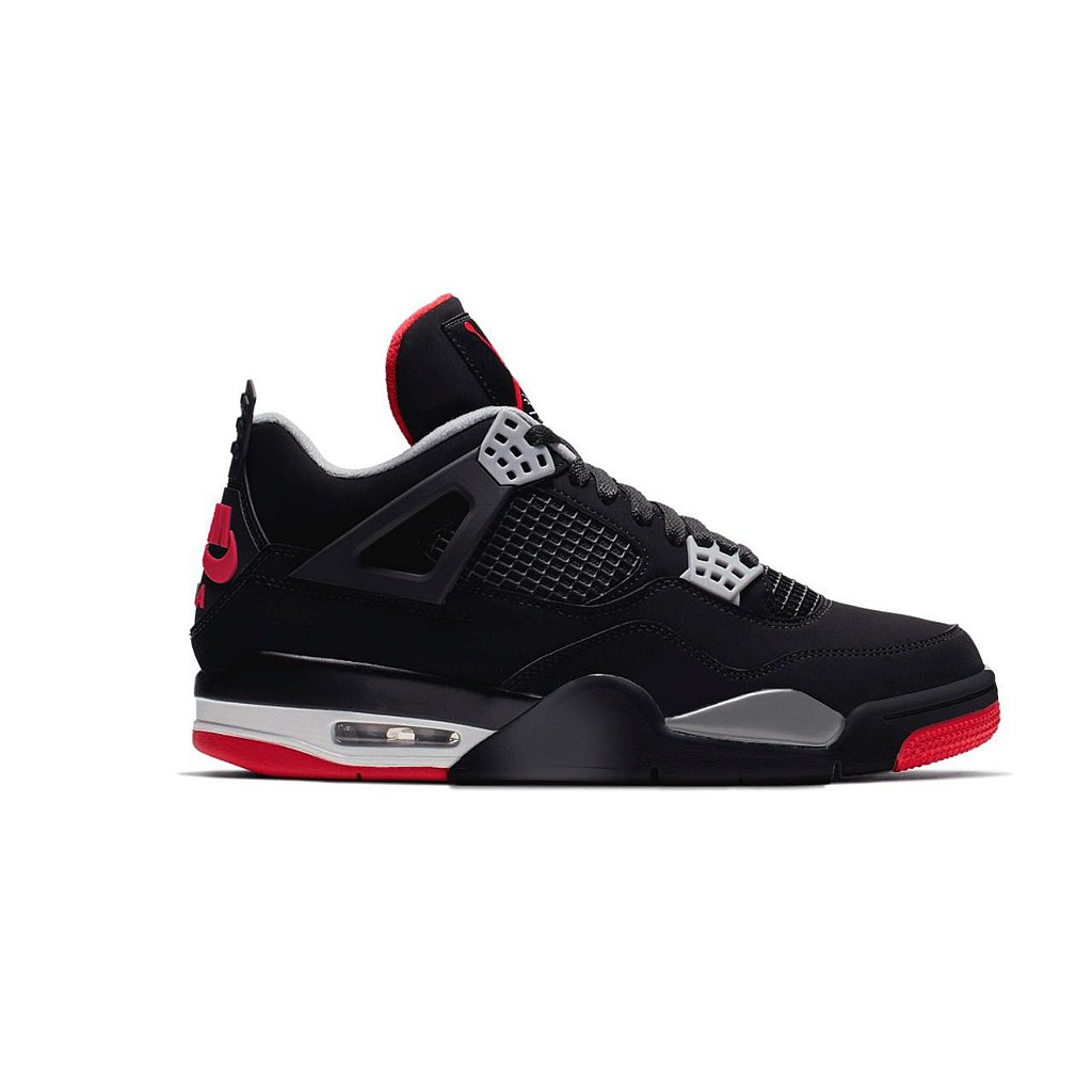 BOTA AIR JORDAN 4 RETRO BRED – PRETA/VERMELHA/CINZA - Loja no pé