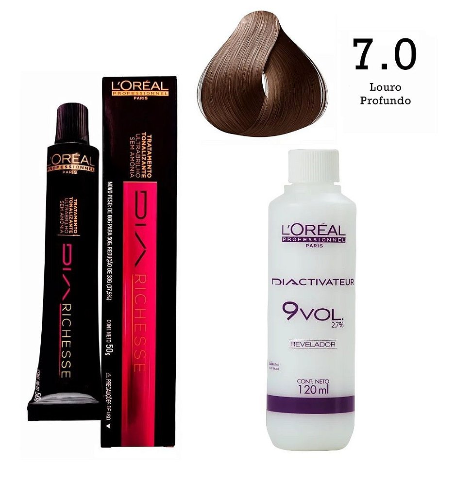 Kit Tonalizante Loreal Richesse 7.0 Louro Profundo + Emulsão