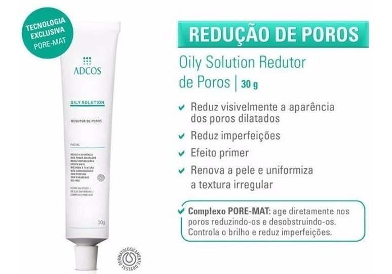 Adcos Oily Solution Redutor De Poros Tonalizante 30g 9451 - Matificante e  Redutor de Poros - Magazine Luiza