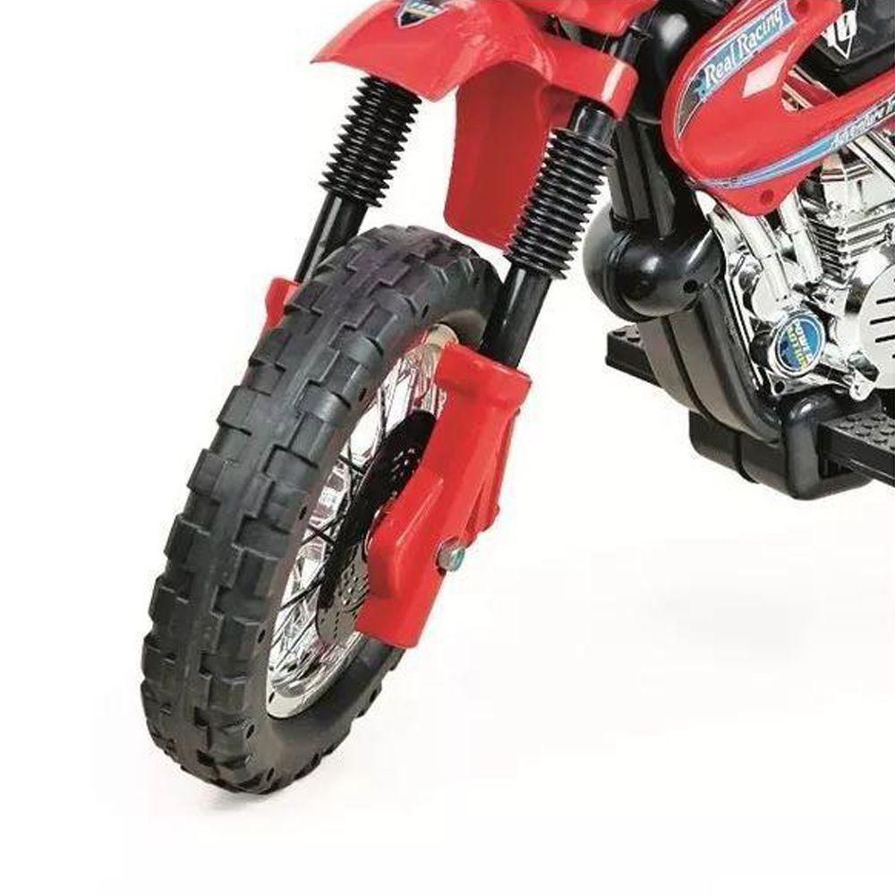 Moto Eletrica Infantil Xplast Motocross 6V Azul com Rodinhas na