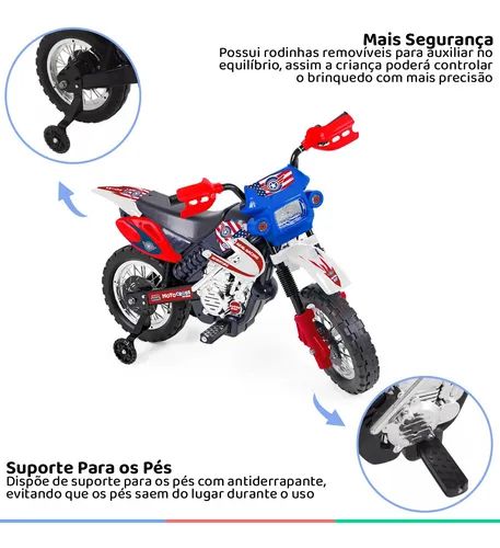 Moto Rider Cross 6V eletrica para crianças