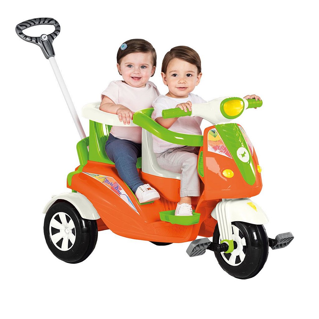 Triciclo Infantil Para 2 Crianças Gêmeos 2em1 Até 50 Kg Moto Duo - Calesita  - Isas Brinquedos e Bikes