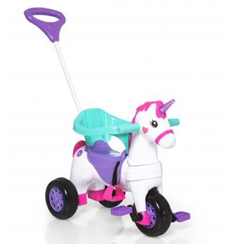 Triciclo Infantil Empurrador Unicórnio Fantasy Calesita Rosa