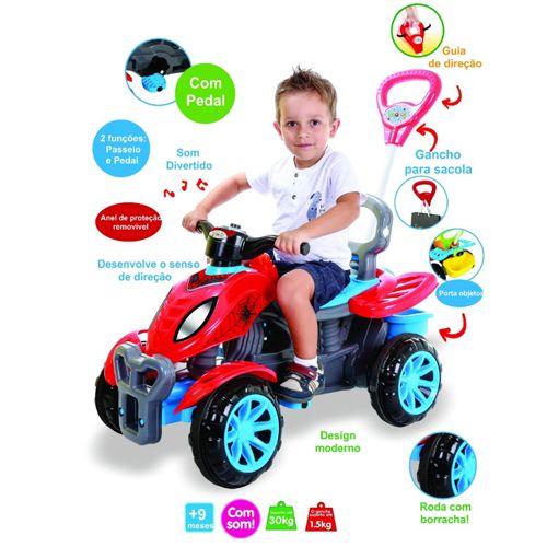 Quadriciclo Infantil a Pedal Spider - Maral com Empurrador, Shopping