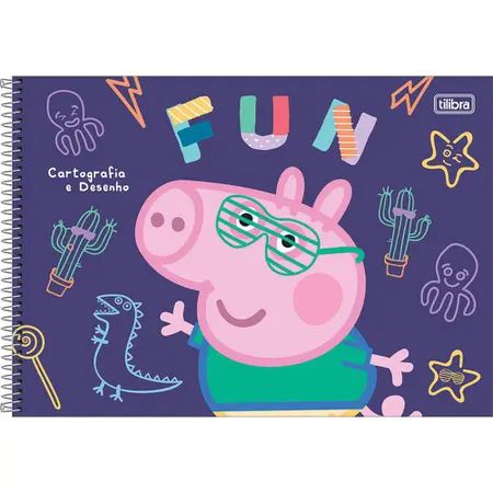 Caderno cartografia e desenho Peppa Pig 80 folhas Tiilibra - C&M Papelaria