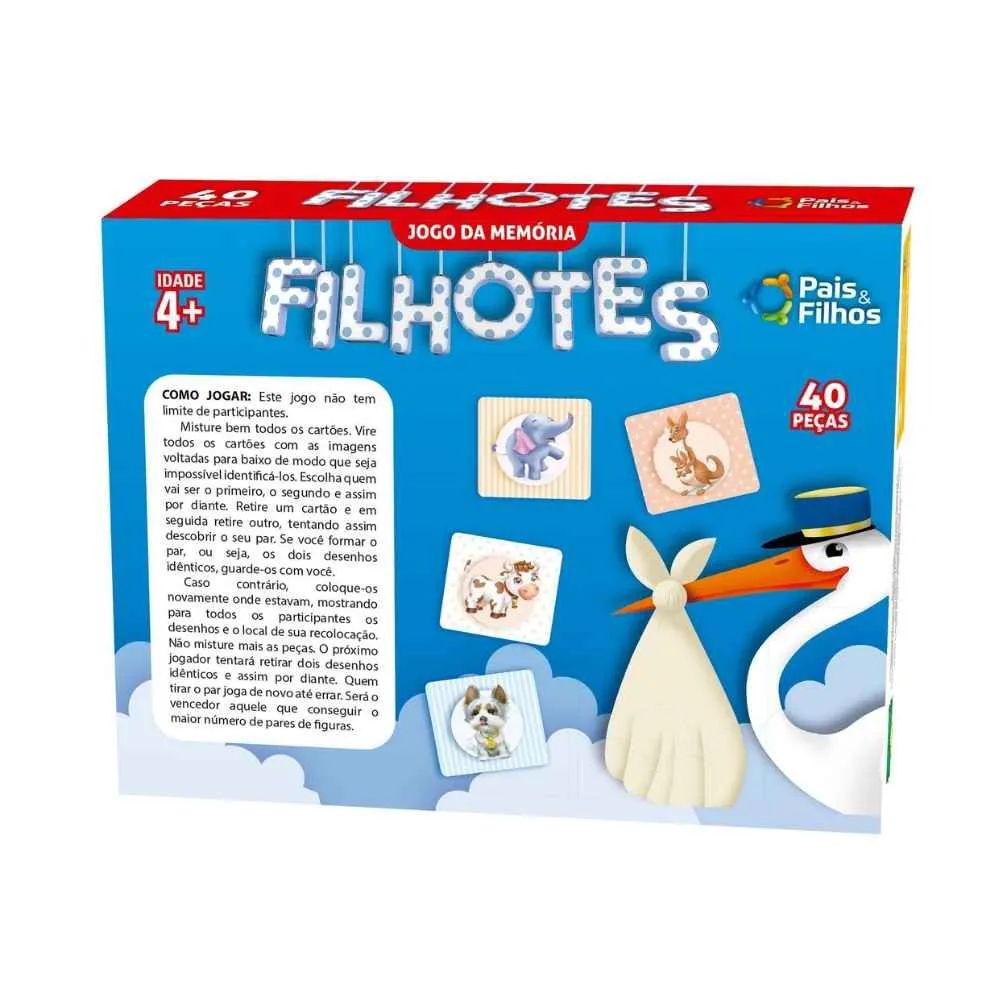 Jogo da Memória Bichos e Filhotes Pais & Filhos