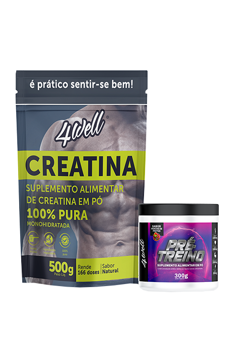 CREATINA 500g + PRÉ TREINO 300G PONCHE DE FRUTAS 4WELL</h2>