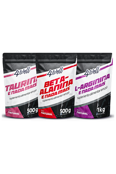 KIT ARGININA 1KG  + BETA ALANINA 500G + TAURINA 500G