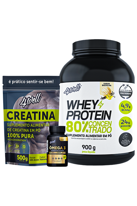 Whey Protein Pote Baunilha + Creatina + Ômega 3