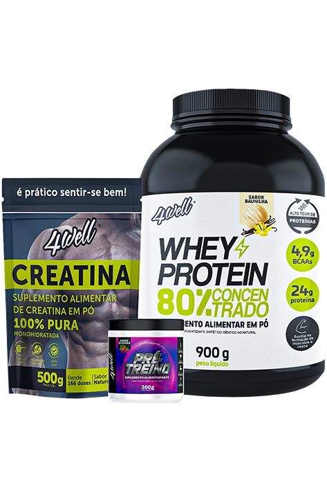 Whey Protein Pote Baunilha + Creatina + Pré Treino