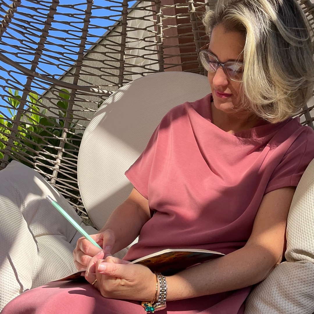 Bárbara e família em escadaria