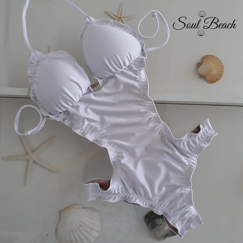Soul Beach Moda Praia Maiô Ripple Branco