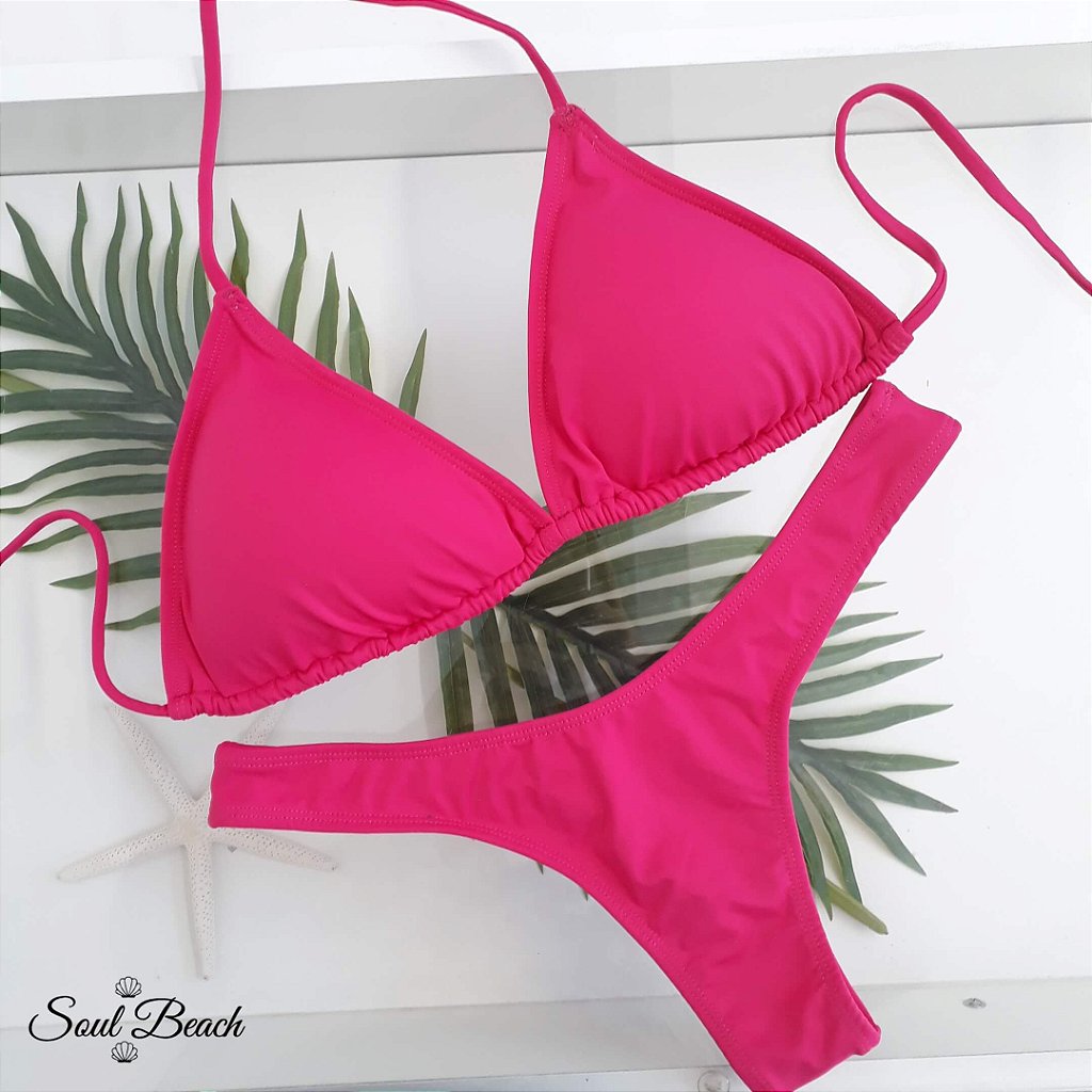 Soul Beach Moda Praia biquíni cortininha asa delta pink