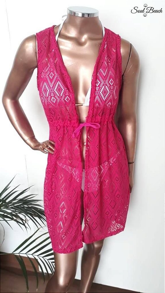 Soul Beach Moda Praia saída de praia curta regata pink