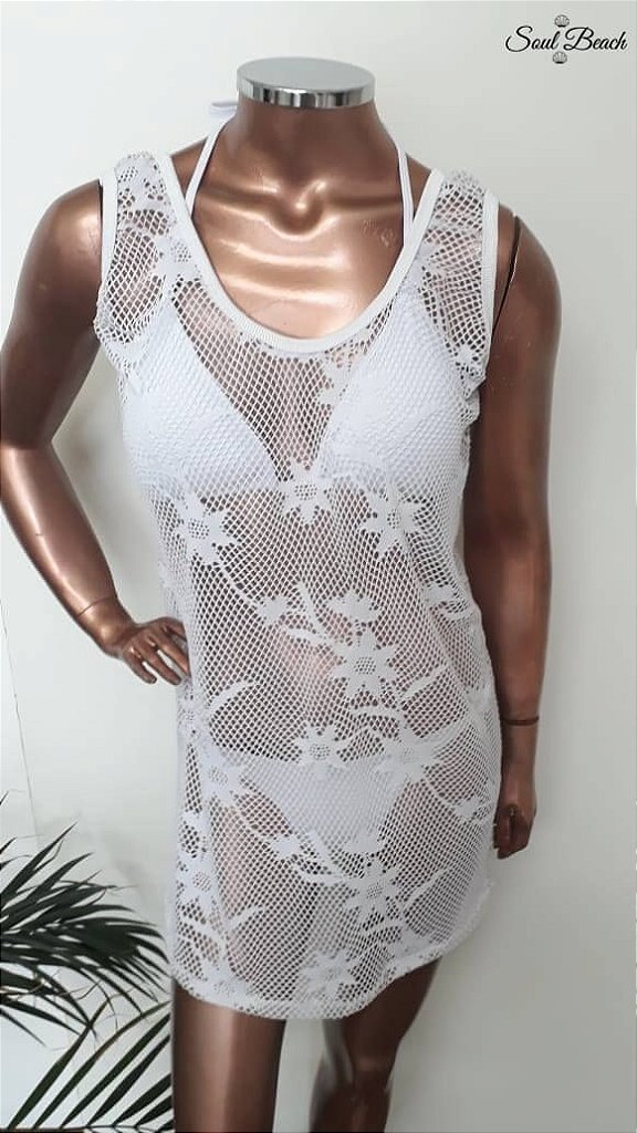Soul Beach Moda Praia vestido saída de praia branco