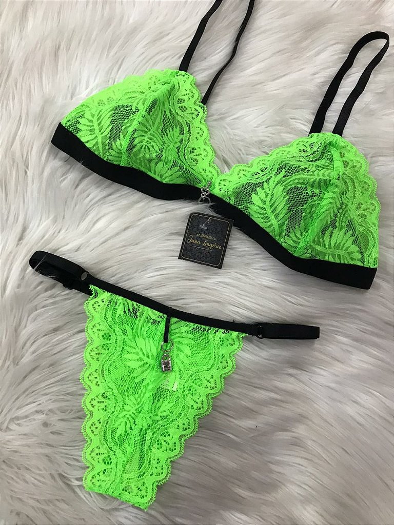 Conjunto Lingerie Neon Renda com Bojo - Blitz Lingerie
