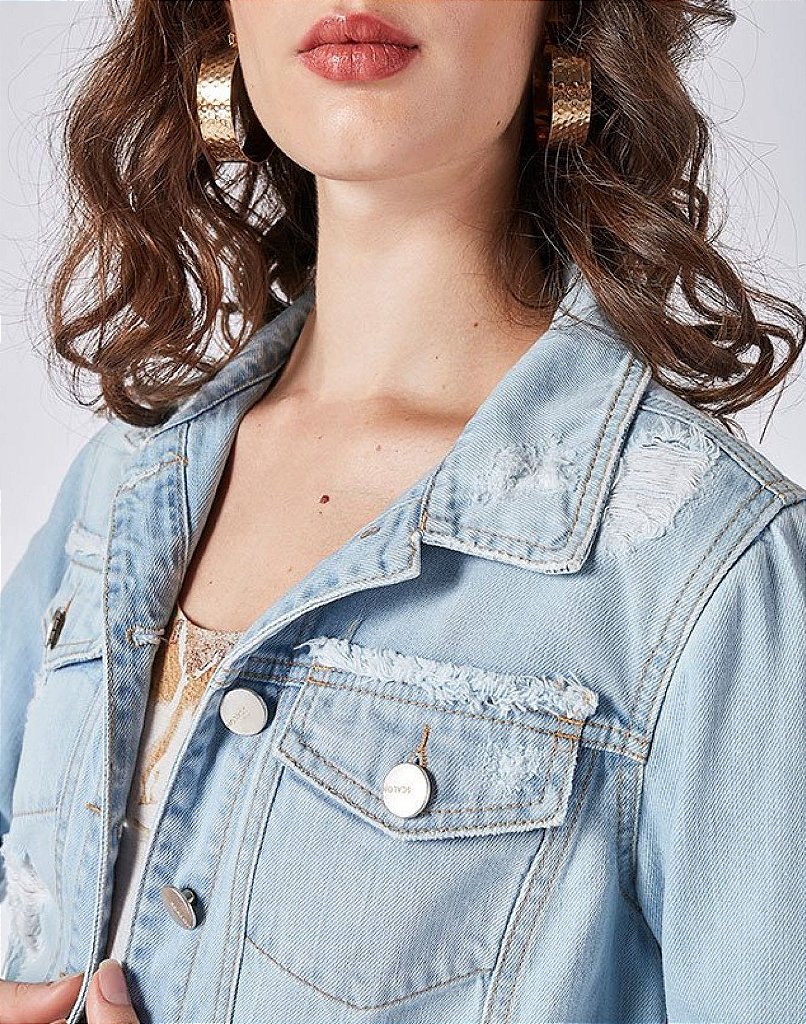 jaqueta jeans manga longa