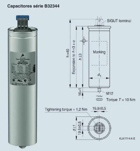 Capacitor Trifásico 15 KVAR X 480V X 60HZ MKP480-D12.5 - Inducap