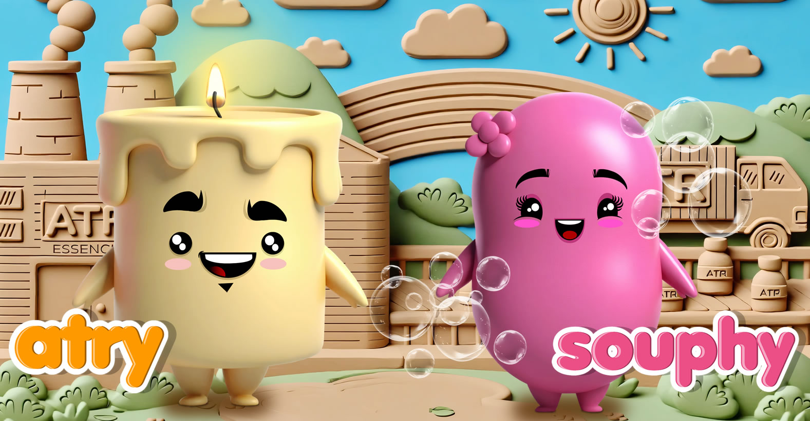 Souphy e Atry, os mascotes da Atre Essências
